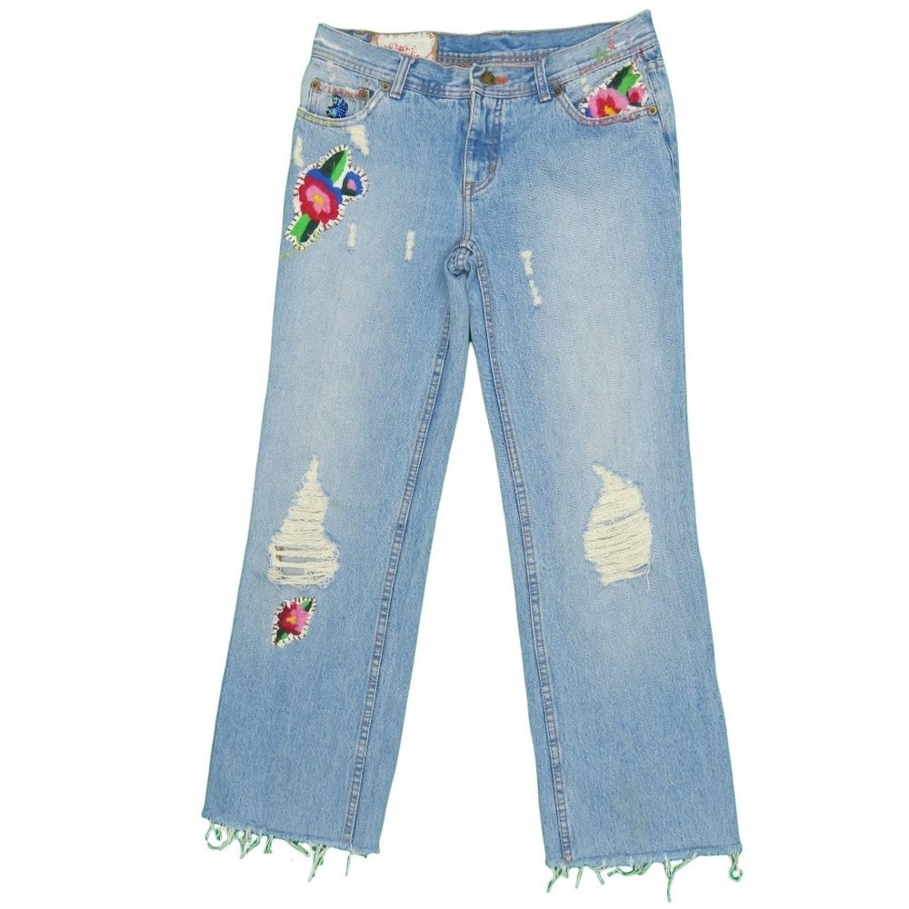 Free People Distressed Low Rise Jeans
